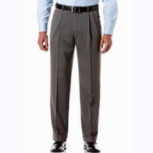Haggar mens dress pants Gray 36x32 classic fit WPL386 Pleated Cuffs work office